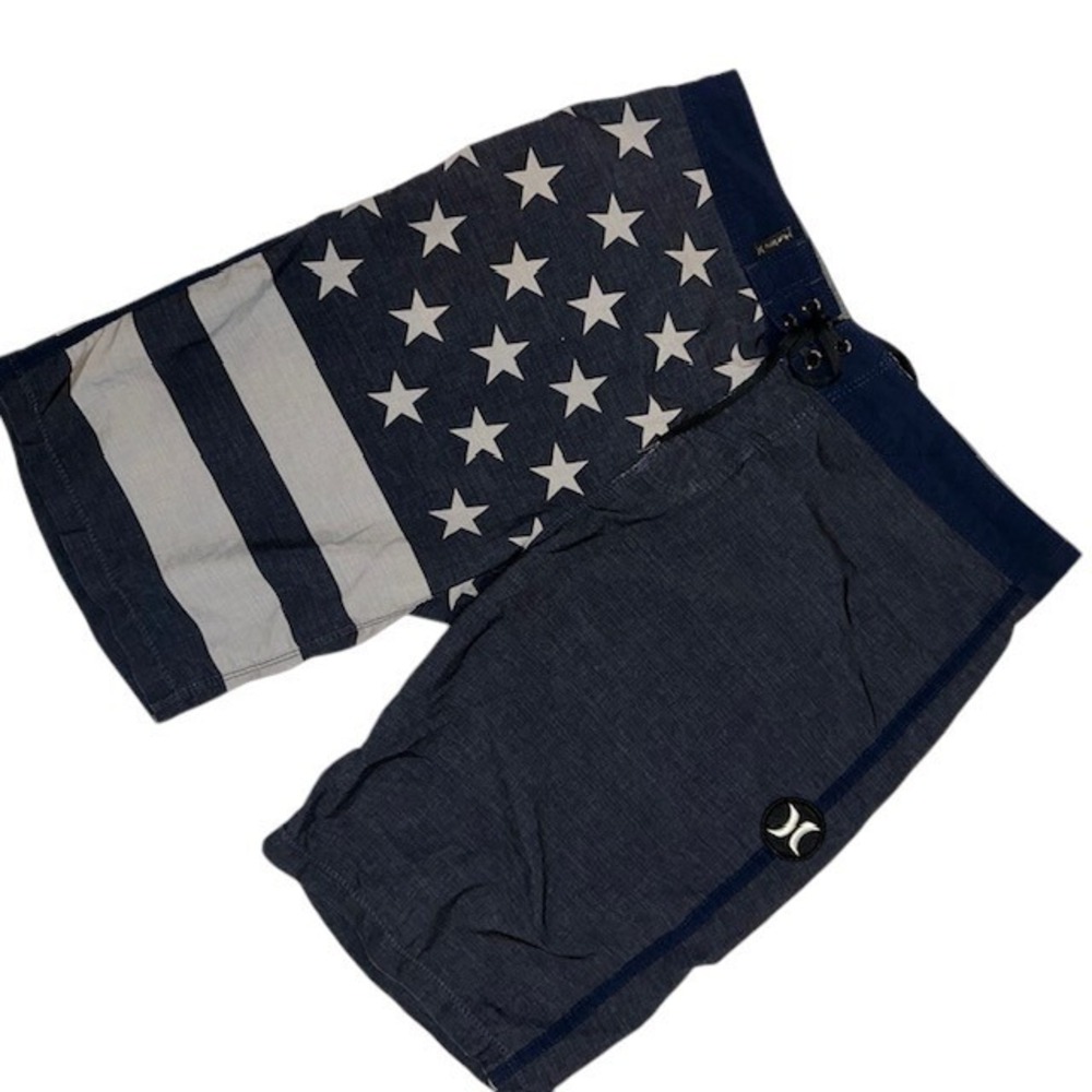 Men's Hurley Phantom Board Shorts Size 29 Gotham Grey Charcoal Patriot USA Flag - Picture 4 of 14
